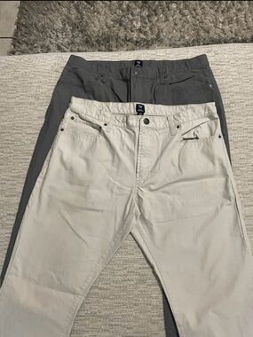 2 GAP Slim Fit Cotton Chino Pants Men’s 36x32 Gray & Beige Workwear Bundle